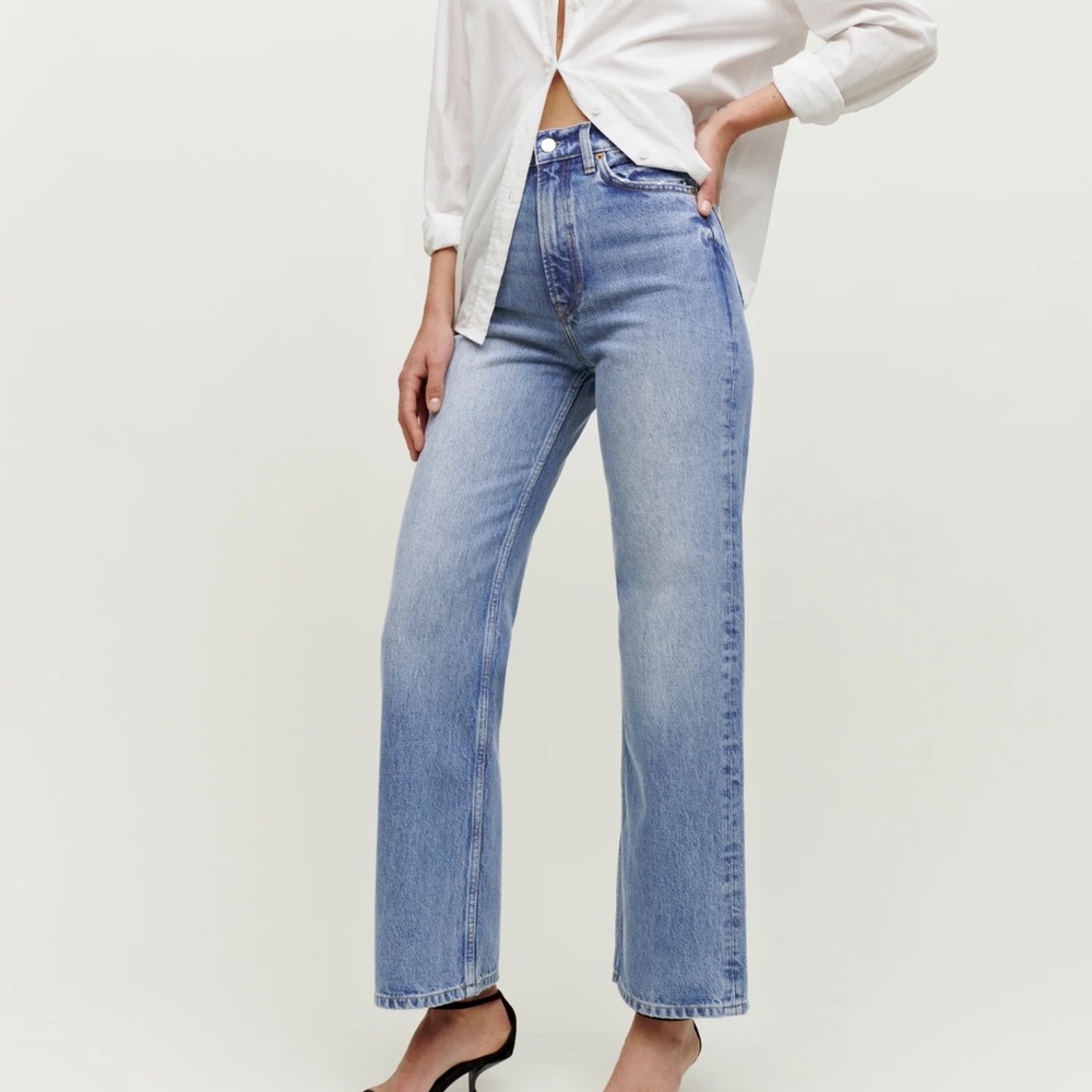 Reformation Wilder High Rise Wide Leg Crop jean 30W